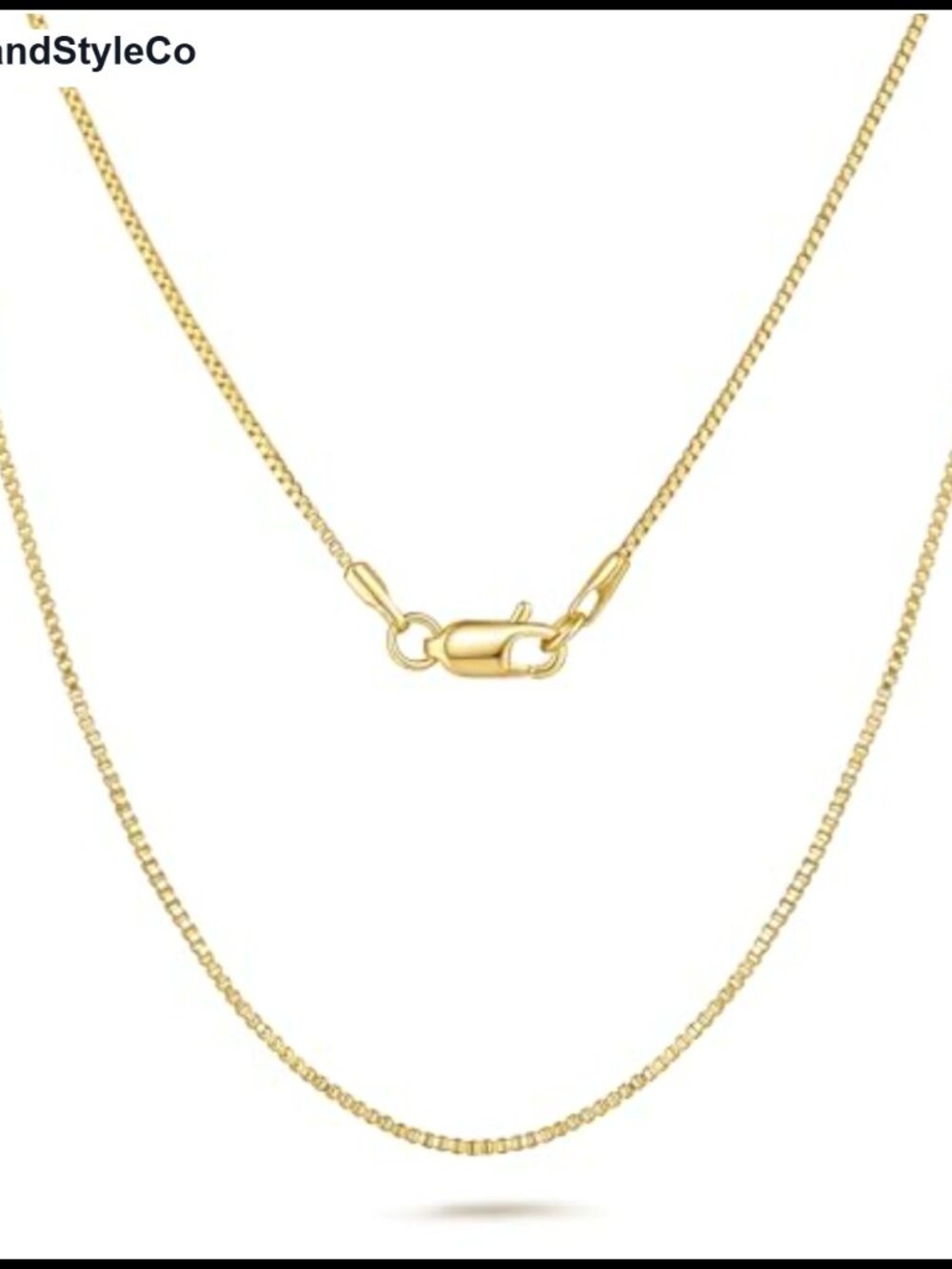 14K Gold Box Chain Necklace Women Men 18in